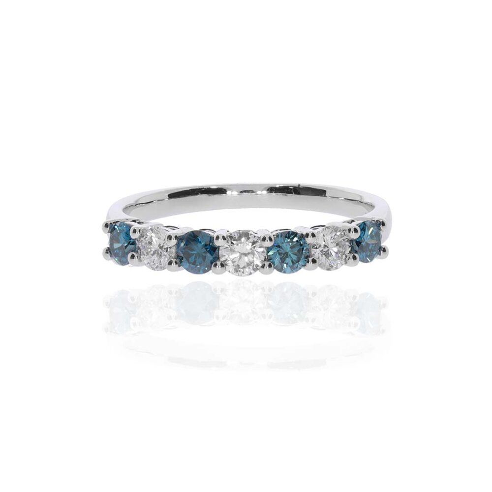 Lab Grown Blue Diamond Eternity White Gold Ring Heidi Kjeldsen Jewellery R1804 front