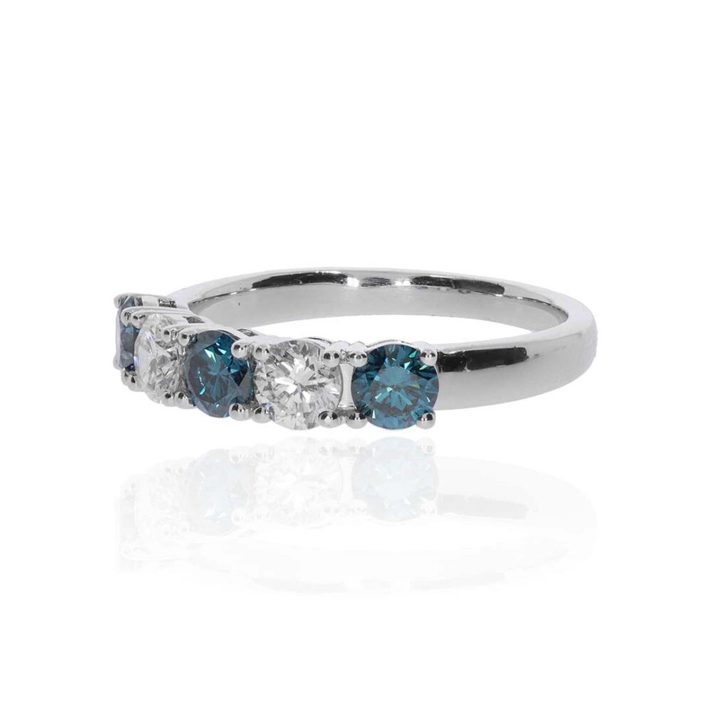 Lab Grown Blue Diamond Eternity White Gold Ring Heidi Kjeldsen Jewellery R1806 side