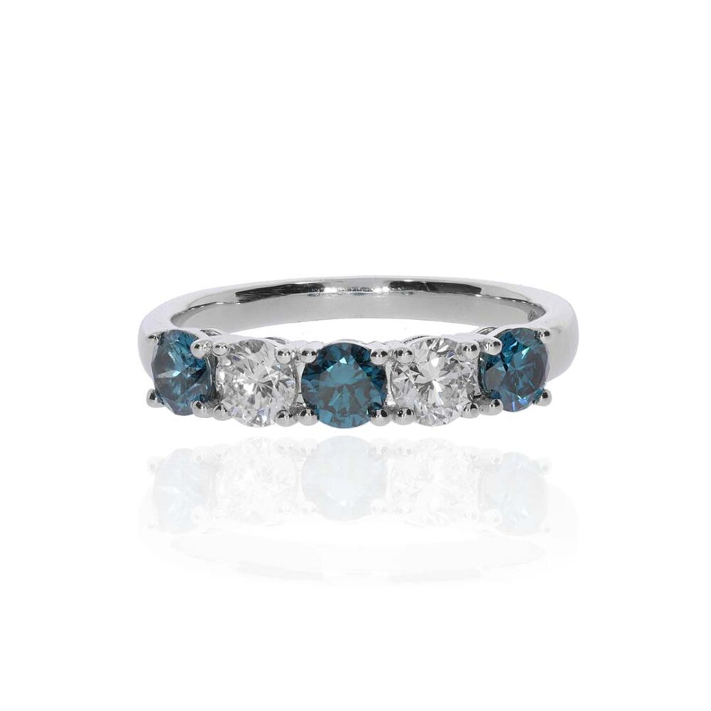 Lab Grown Blue Diamond Eternity White Gold Ring Heidi Kjeldsen Jewellery R1806 front