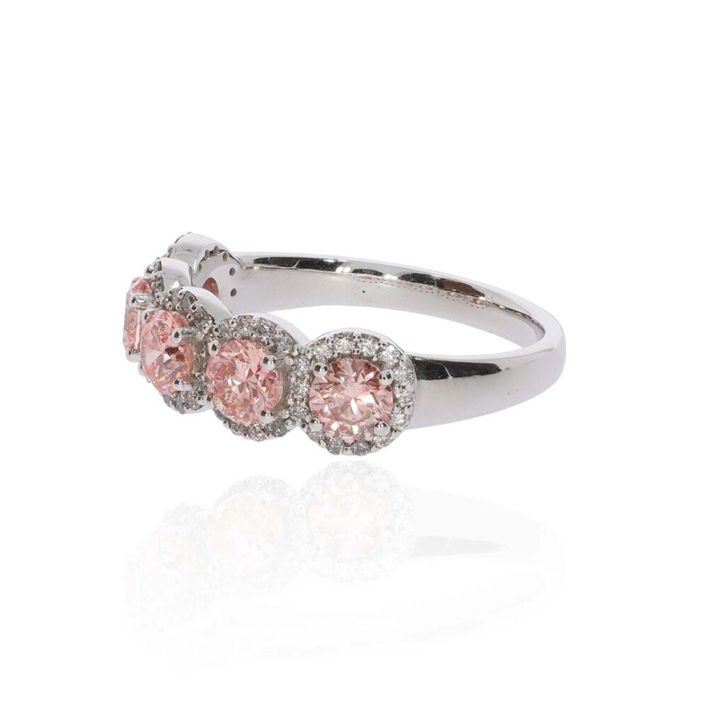 Laboratory Grown Pink Diamond Cluster White Gold Ring Heidi Kjeldsen Jewellery R1807 side
