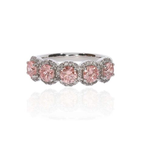 Laboratory Grown Pink Diamond Cluster White Gold Ring Heidi Kjeldsen Jewellery R1807 front