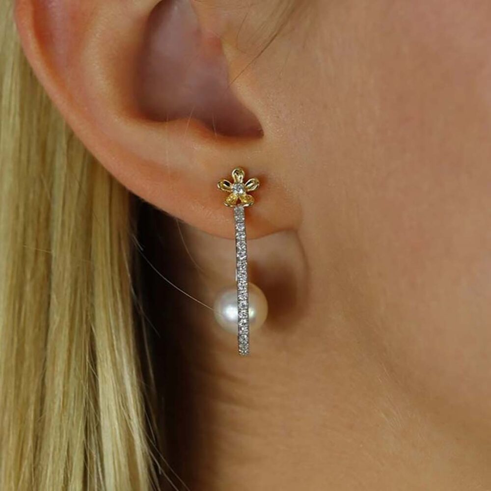 Margit Diamond Akoya Pearl Hooped Earrings Heidi Kjeldsen Jewellery Model ER2631