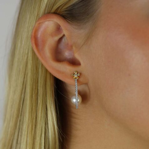Margit Diamond Akoya Pearl Hooped Earrings Heidi Kjeldsen Jewellery Model ER2631