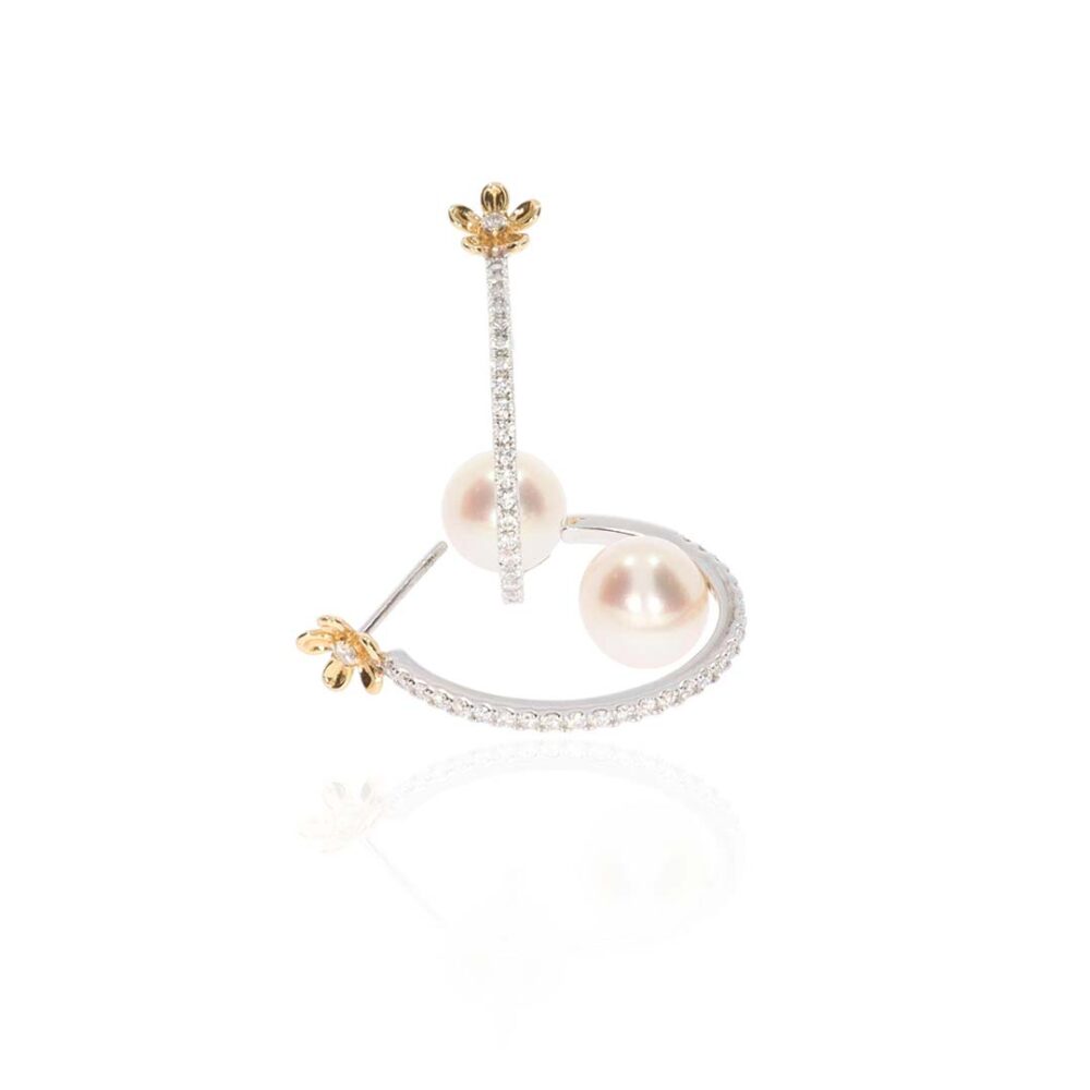 Margit Pearl Diamond Flower Hoop Earrings Heidi Kjeldsen Jewellery ER2631 white