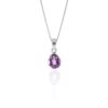 Amethyst Pear Shaped Silver Pendant Heidi Kjeldsen Jewellery hanging P1614