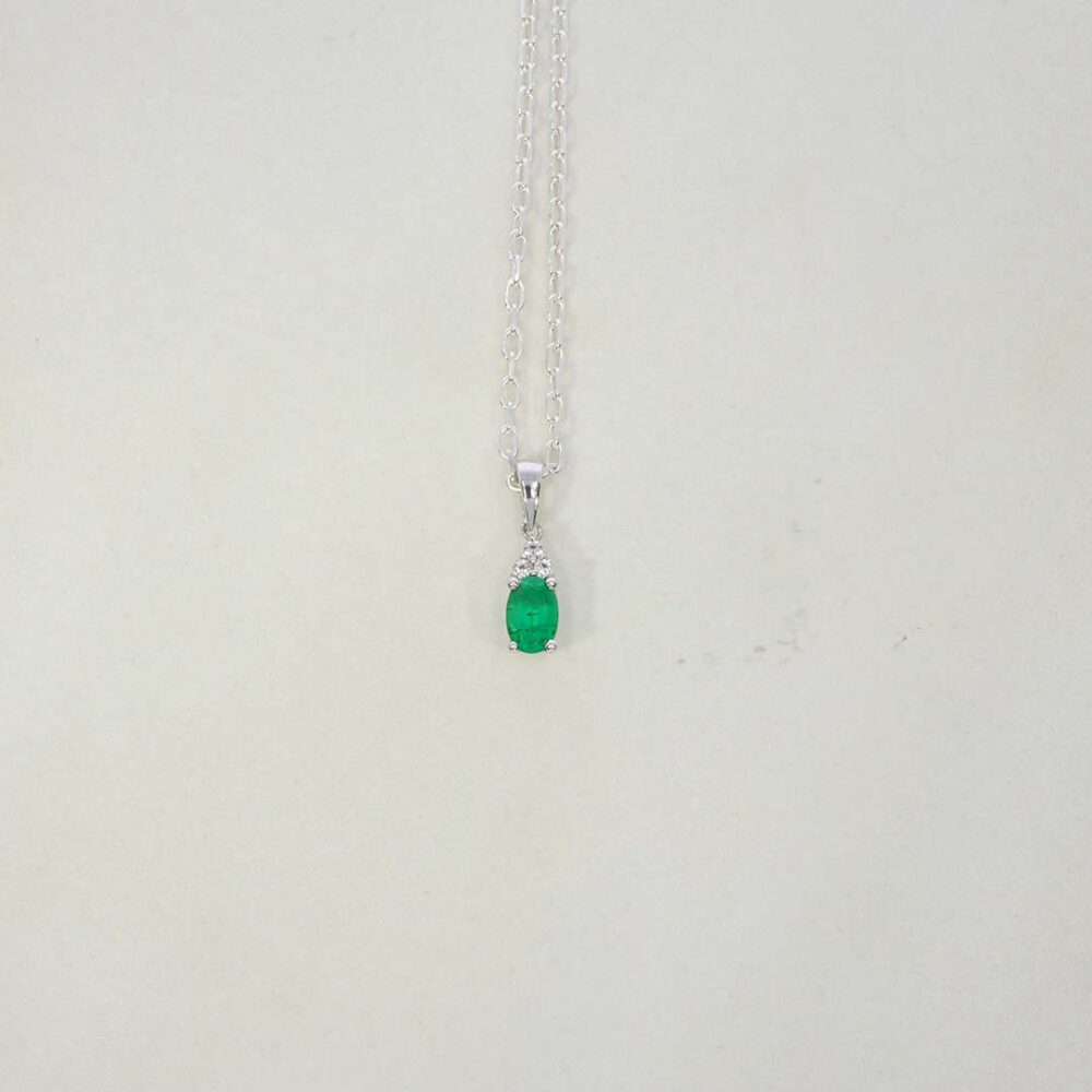 Emerald and White Topaz Pendant by Heidi kjeldsen Jewellery, Jette Collection P1584 still