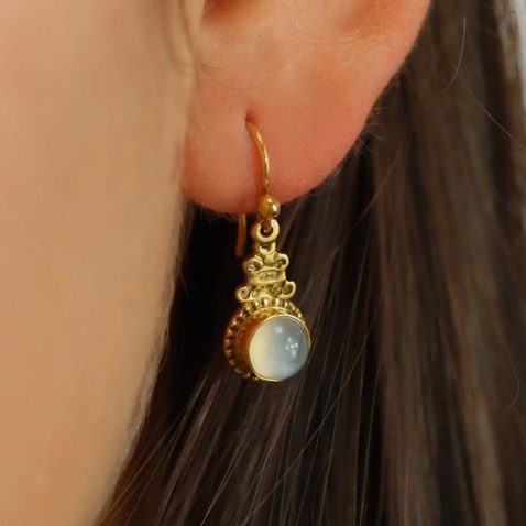 Elsa Moonstone Gold Drop Earrings Heidi Kjeldsen Jewellery ER4909 model (2)
