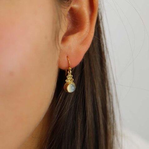 Elsa Moonstone Gold Drop Earrings Heidi Kjeldsen Jewellery ER4909 model