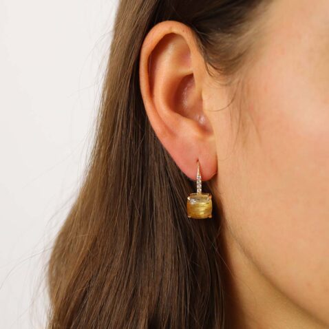Elsa Rutilated Quartz Diamond Drop Earrings Heidi Kjeldsen Jewellery ER4907 model