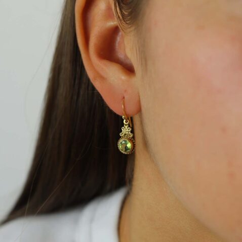 Nanna Peridot Gold Drop Earrings Heidi Kjeldsen Jewellery ER4908 model