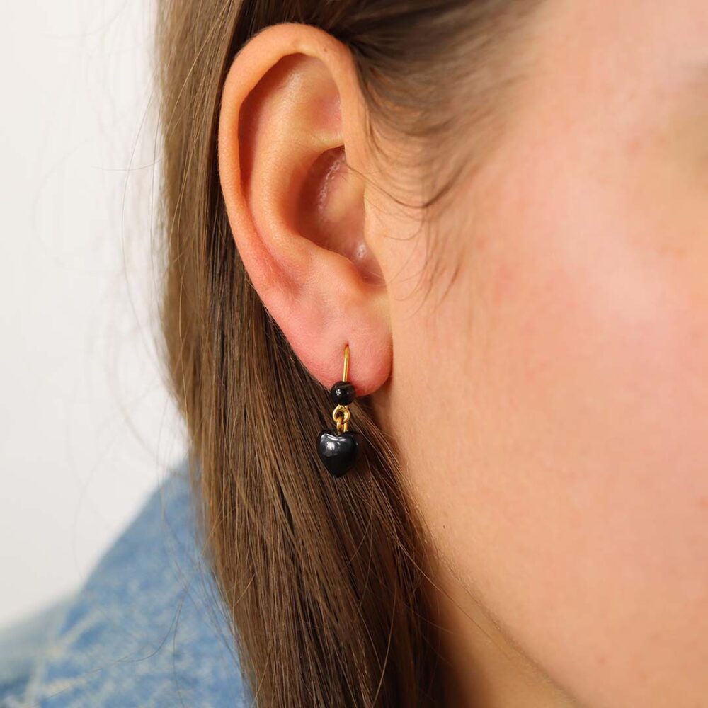 Black Onyx Heart Earrings Heidi Kjeldsen Jewellery ER4830 model1