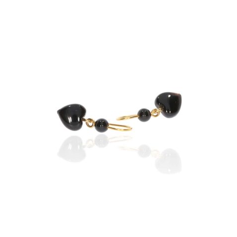 Onyx Gold Heart Drop Earrings Heidi Kjeldsen Jewellery ER4830 white