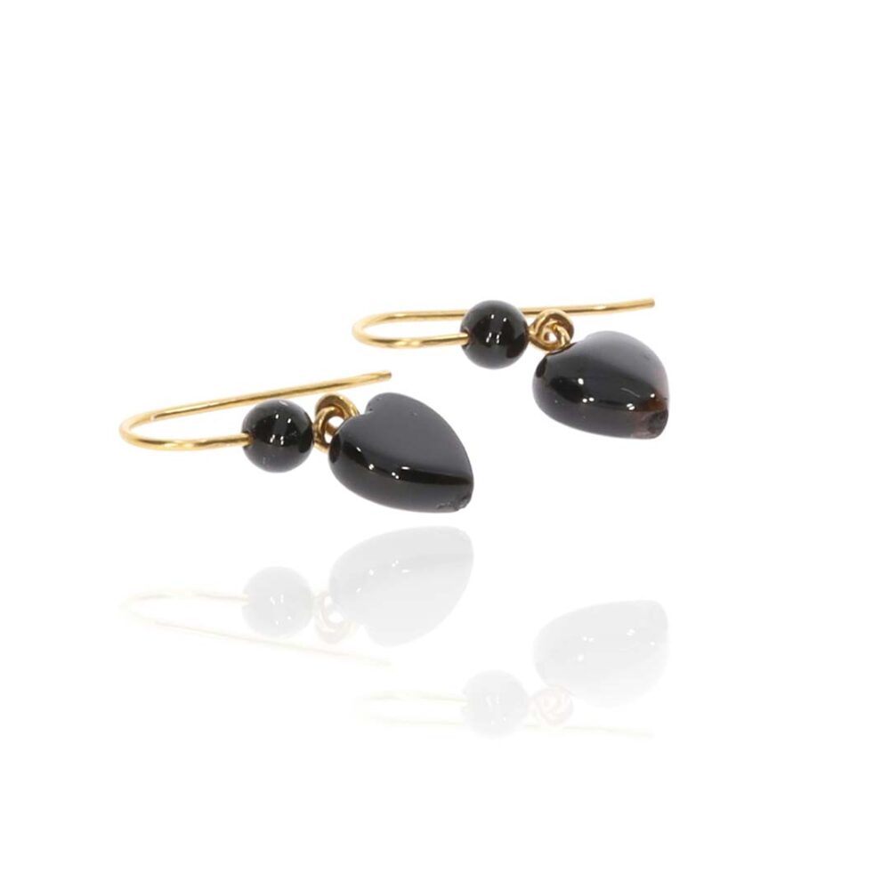 Onyx Gold Heart Drop Earrings Heidi Kjeldsen Jewellery ER4830 white1