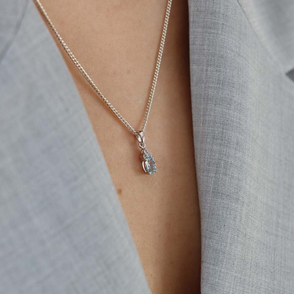 Asta Aqumarine and White Topaz Pendant Heidi Kjeldsen Jewellers P1748