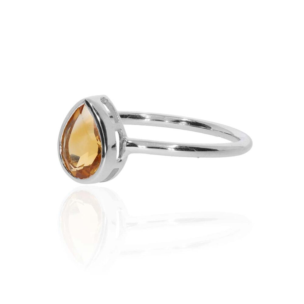 Citrine Pear Silver Ring Heidi Kjeldsen Jewellery R1861 Front
