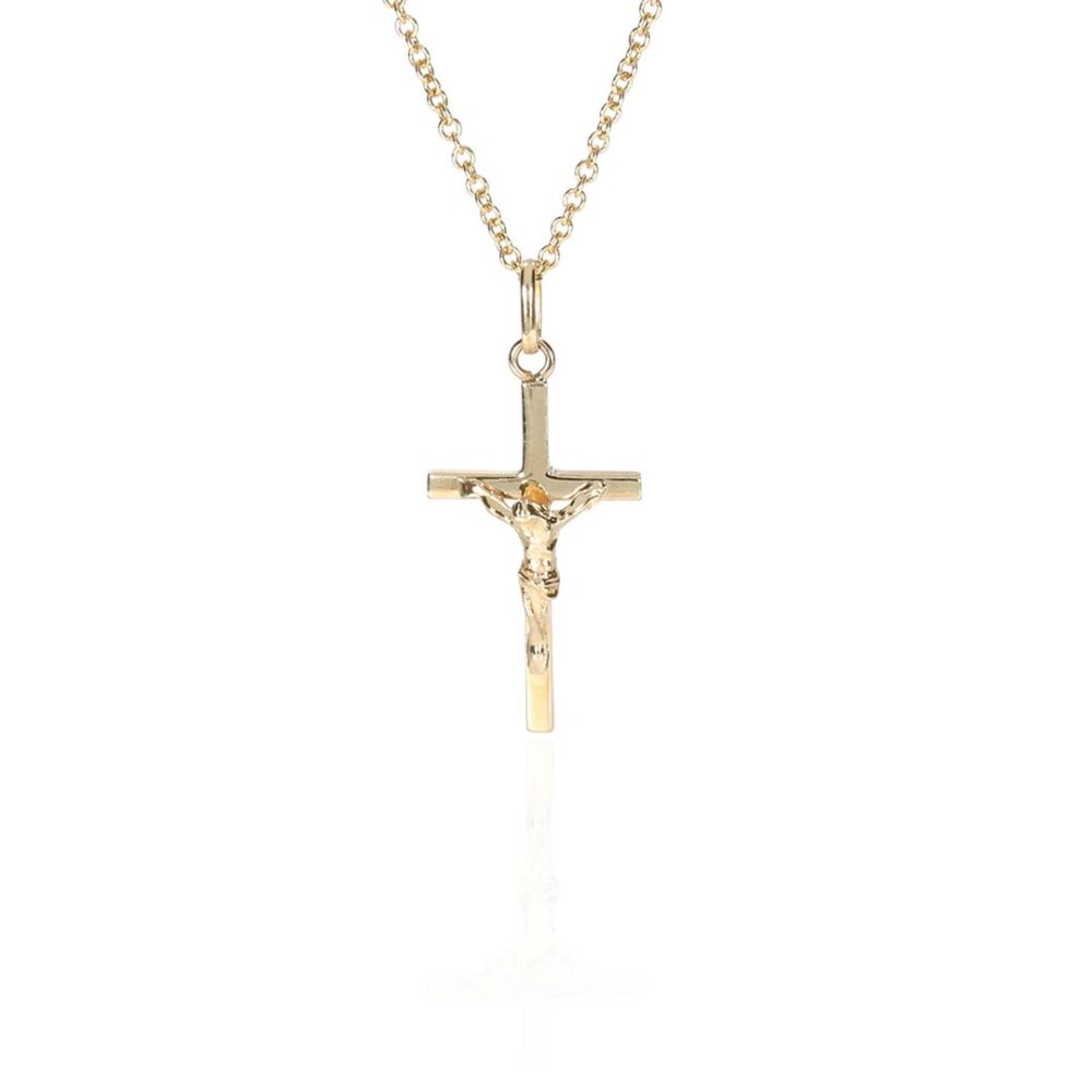 Eliza gold Crucifix Heidi Kjeldsen Jewellers P1627 hanging