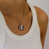 Helle Plain Puffed Round Silver Locket P1631 Heidi Kjeldsen Jewellery Model