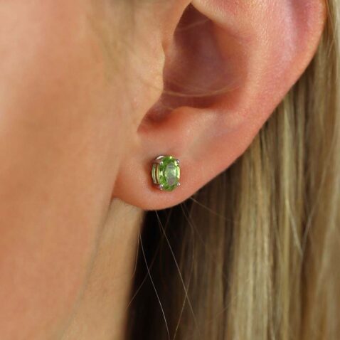 Peridot Oval Claw Set Silver Earrings Heidi Kjeldsen Jewellery ER4887 Model3 (2)