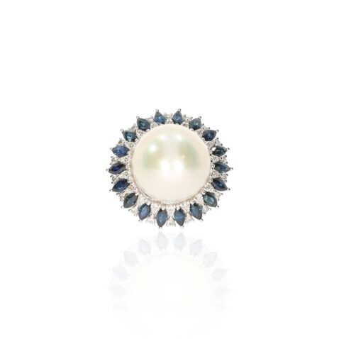 Sara Sapphire Southsea Pearl Ring Heidi Kjeldsen Jewellery white R1885