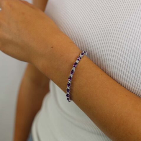 Viola Amethyst White Topaz Tennis Bracelet Heidi Kjeldsen Jewellery BL4117 model1