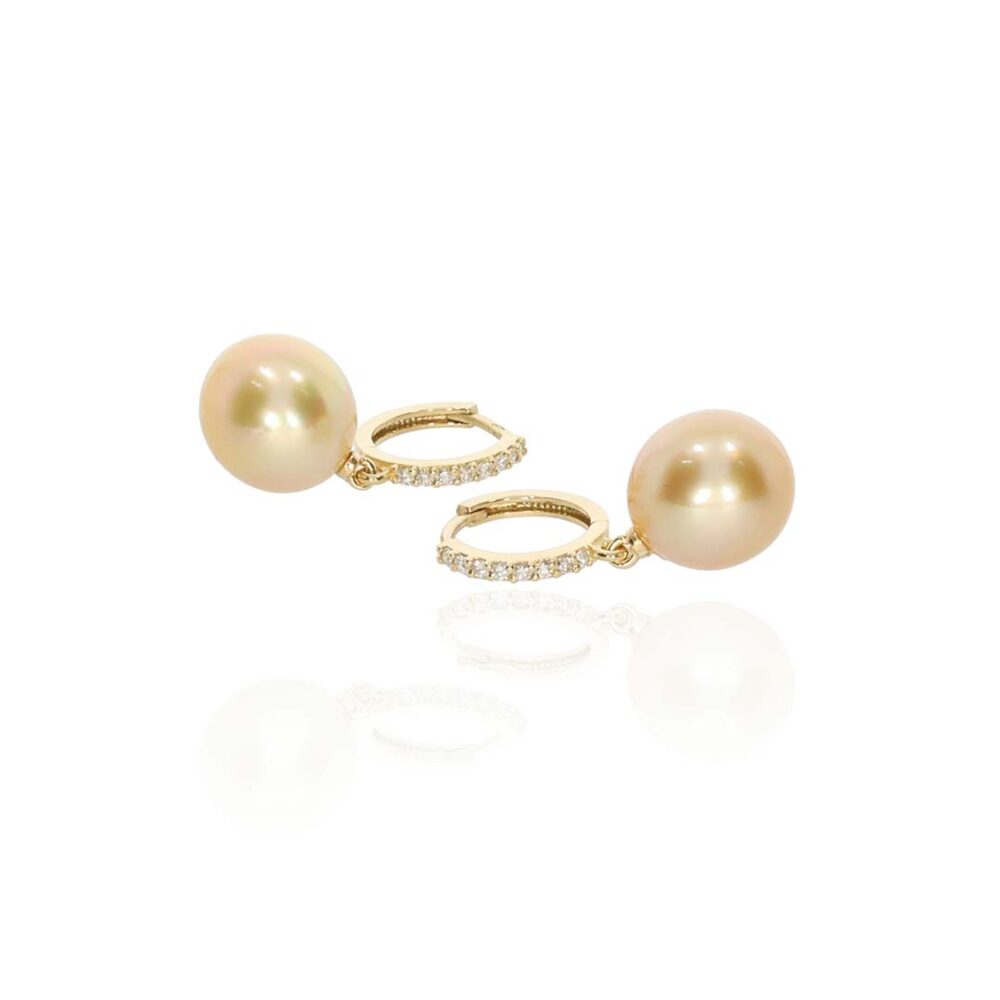 Golden South Sea Pearl Diamond Earrings Heidi Kjeldsen Jewellery ER2630 side