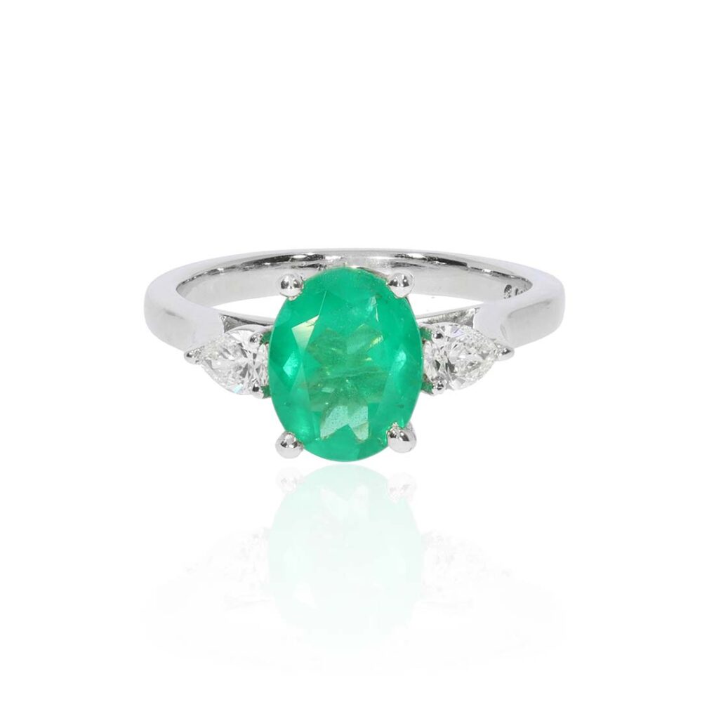 Jette Emerald and Diamond Ring Heidi Kjeldsen Jewellery R1882 white