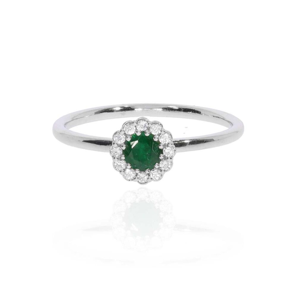 Emerald Cluster Silver Ring Heidi Kjeldsen Jewellery R4945 white
