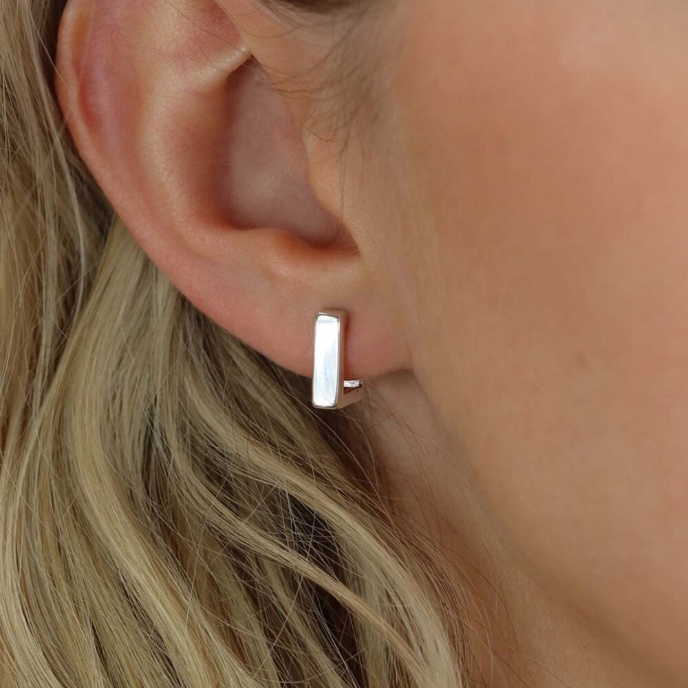 Helle Huggie Silver Earrings Heidi Kjeldsen Jewellery ER4915 Model