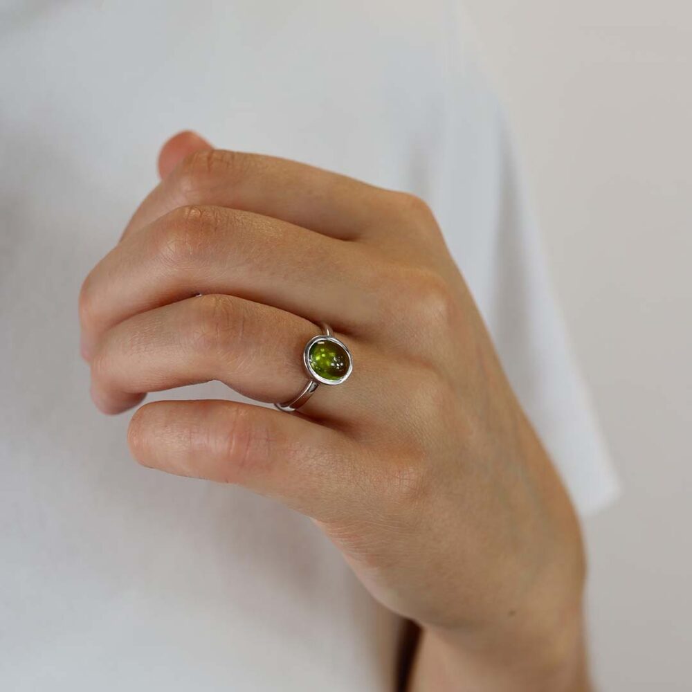 Nanna Peridot Cabochon White Gold Ring Heidi Kjeldsen Jewellers R1900