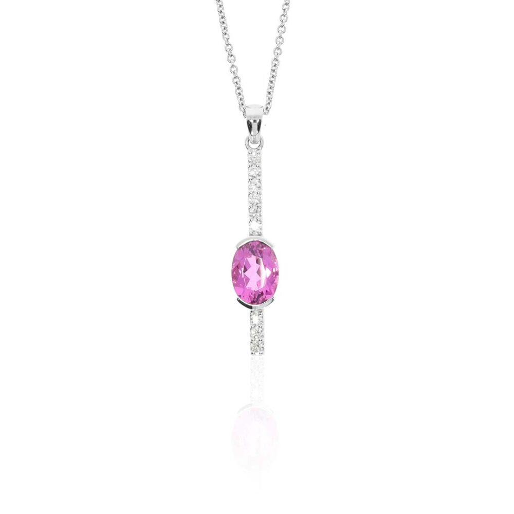 Alma Pink Tourmaline and Diamond Drop Pendant Heidi Kjeldsen Jewellery P1662 white