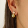 Eliza Golden South Sea Pearl Diamond Earrings Heidi Kjeldsen Jewellers ER5079