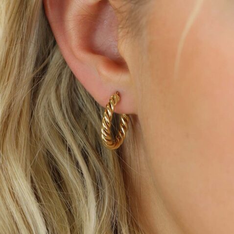 Eliza Yellow Gold Twist Earrings Large Heidi Kjeldsen Jewellery ER4924 Model