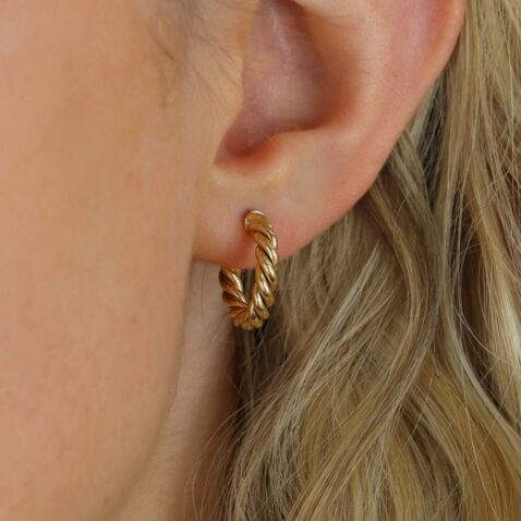Eliza Yellow Gold Twist Earrings Small Heidi Kjeldsen Jewellery ER4923 Model
