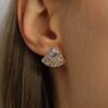 Gold and Silver Textured Earrings By Heidi Kjeldsen Jewellery ER921 Model 6