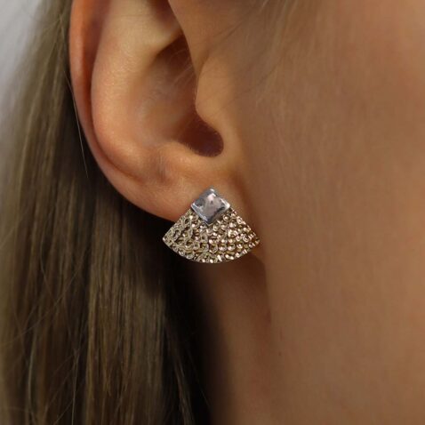 Gold and Silver Textured Earrings By Heidi Kjeldsen Jewellery ER921 Model 6