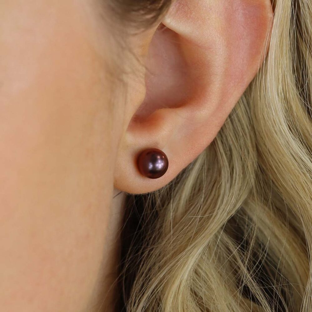 Grete Bronze Cultured Pearl Earrings Heidi Kjeldsen Jewellery ER4989 Model