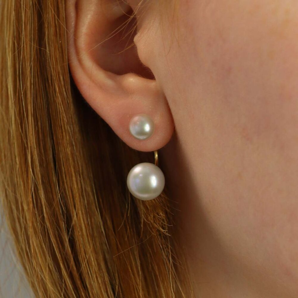 Grey Double Pearl Drop Earrings Heidi Kjeldsen Jewellery ER4686 model