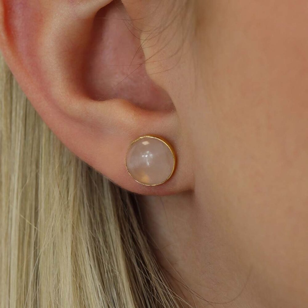Jesper Rose Quartz Cabochon Studs Heidi Kjeldsen Jewellery ER4964