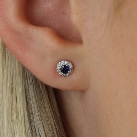 Sara Ceylon Sapphire Diamond Cluster Earrings Heidi Kjeldsen Jewellers ER4938 (2)