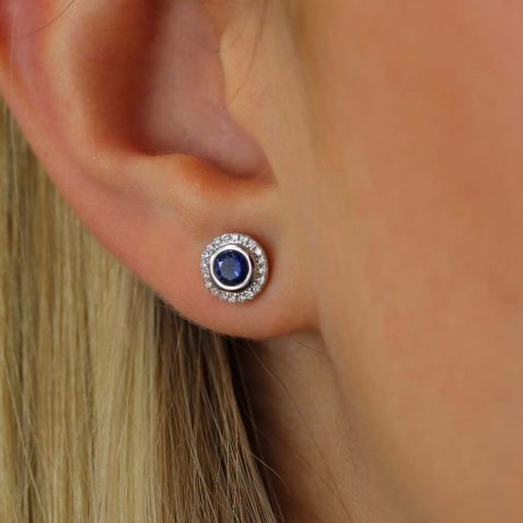 Sara Sapphire Diamond Cluster Earrings Heidi Kjeldsen Jewellers ER4958