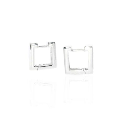 Silver Square Huggie Earrings Heidi Kjeldsen Jewellery ER4915 white1