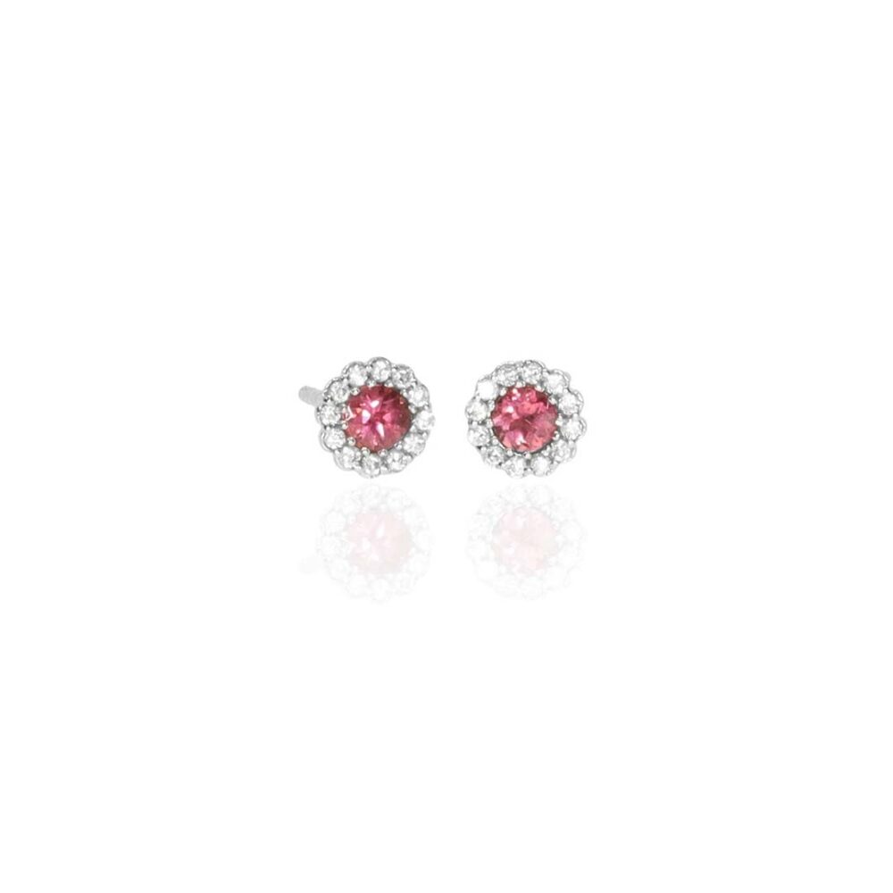 Alma Pink Tourmaline Cluster Silver Earrings Heidi Kjeldsen Jewellery ER4987 white