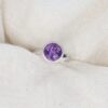 Viola Amethyst Concave Brushed Silver Ring Heidi Kjeldsen Jewellery R1888 still