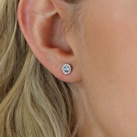 Asta Aquamarine Cluster Earrings Heidi Kjeldsen Jewellery ER4977 Model
