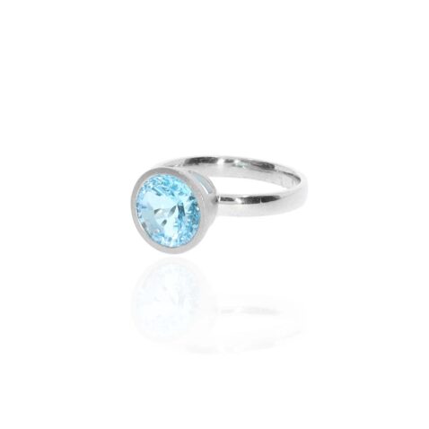 Blue Topaz Concave Brushed Silver Ring Heidi Kjeldsen Jewellery R1889 white1