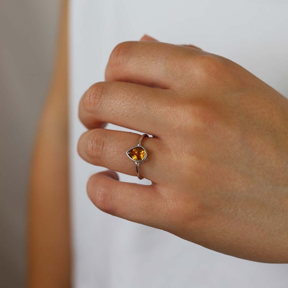 Dorit Pear Shaped Citrine Ring Heidi Kjeldsen jewellers R1861