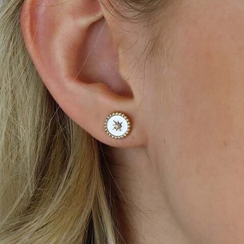 Margit Mother Of Pearl and Diamond Earrings Heidi Kjeldsen Jewellery ER5024 model