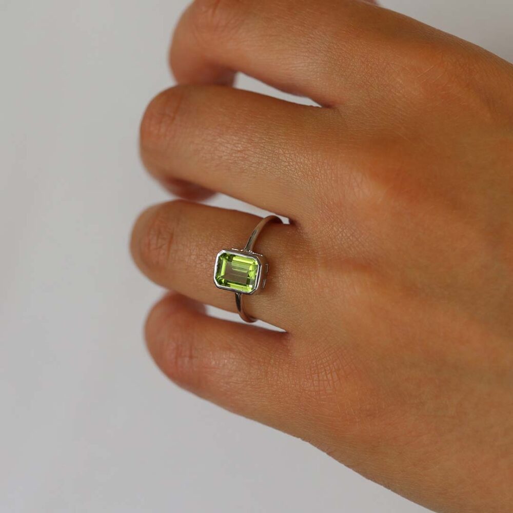 Nanna Peridot Emerald Cut Ring Heidi Kjeldsen Jewellers R1870