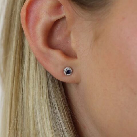 Sara Ceylon Sapphire Diamond Cluster Earrings Heidi Kjeldsen Jewellers ER4938 (1)