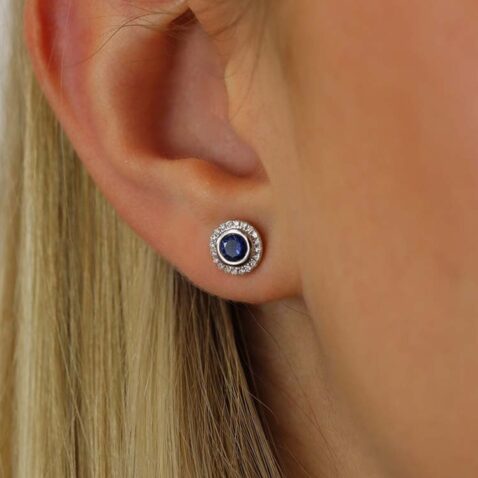 Sara Sapphire Dimaond Cluster Earrings Heidi Kjeldsen Jewellers ER4958 (1)